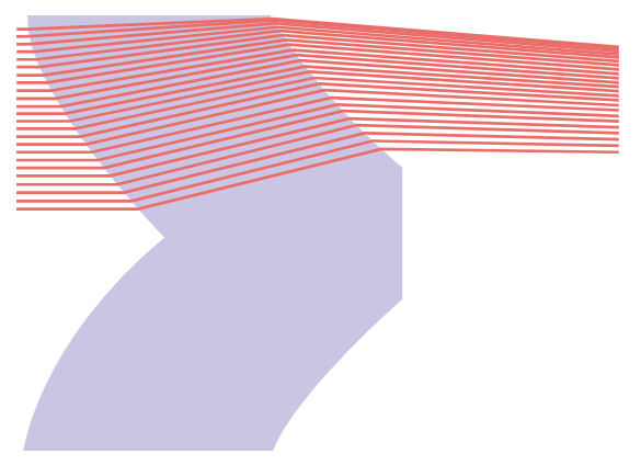 Layout of a single-material aspheric achromat from MATLAB. Only half of the lens aperture is illustrated.